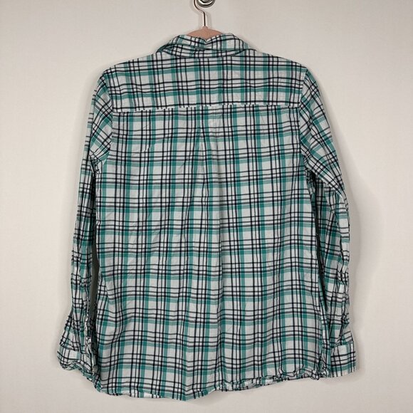 2/$30 Banana Republic Poplin Softwash Classic Plaid Shirt Green Blue #BAG2 - Picture 4 of 8